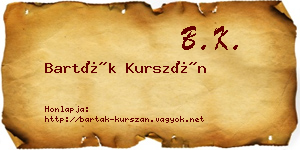Barták Kurszán névjegykártya